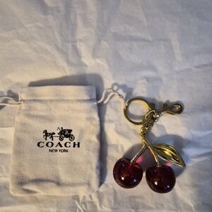 Coach Cherry Keychain in Red and Gold